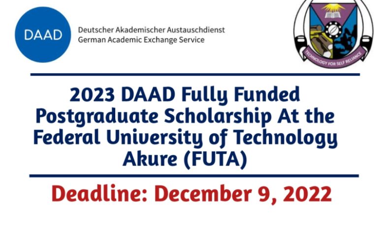 2023 DAAD Fully Funded Postgraduate Scholarship At the Federal University of Technology Akure (FUTA)