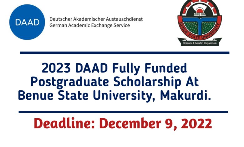 DAAD Fully Funded Postgraduate Scholarship at Benue State University